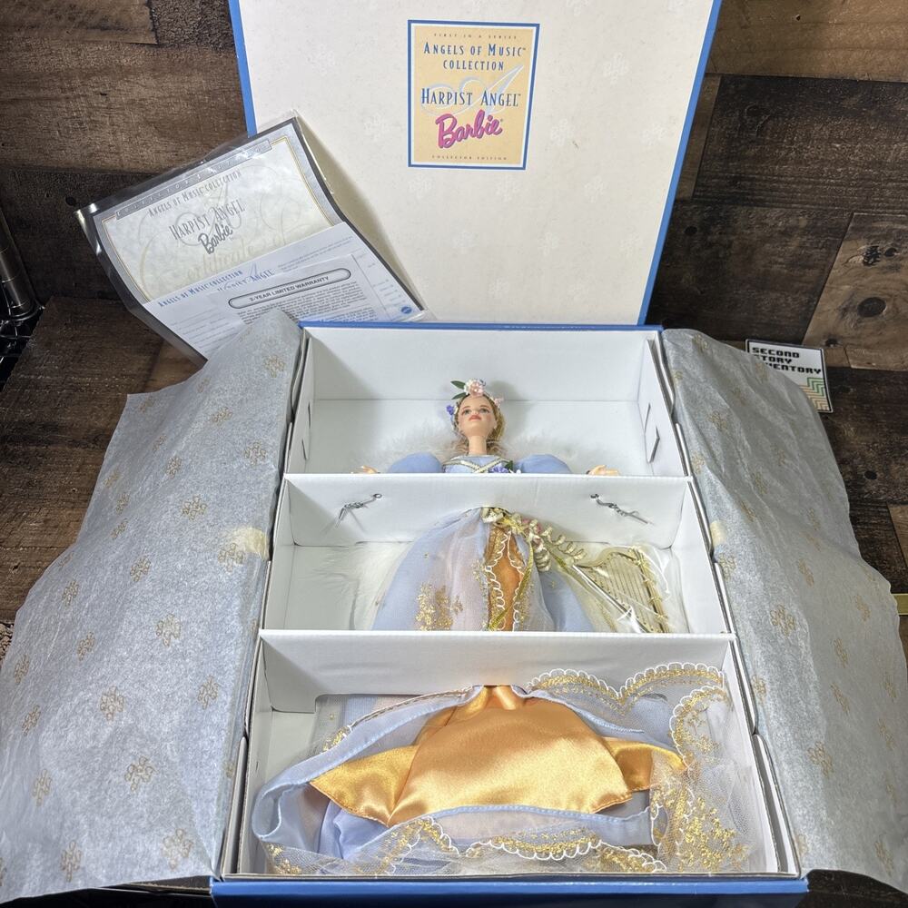 Barbie Harpist Angel Doll Angels Of Music Collection Mattel 18894 - New Open Box
